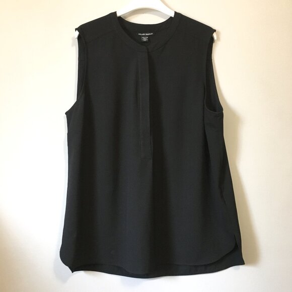 Hilary Radley Black Sleeveless Banded Neck Zip Up Tank Top - Picture 1 of 12